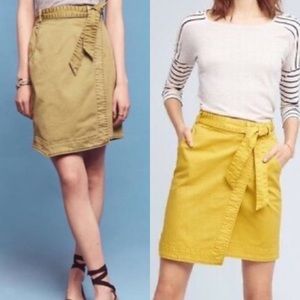 NWT Anthropologie Chino Wrap Skirt- Green